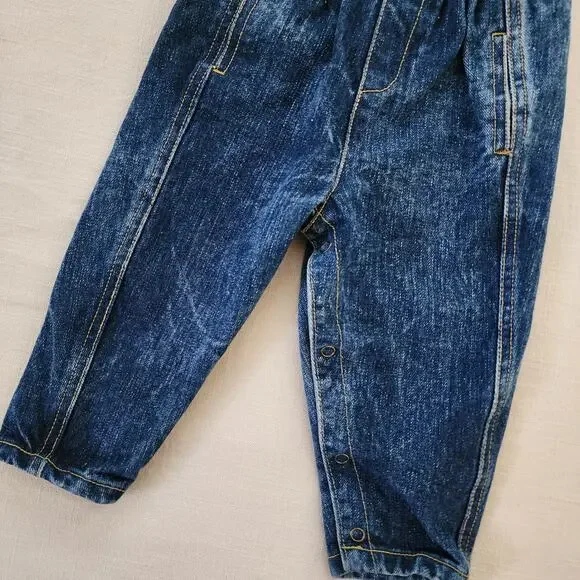 Vintage Guess Leather Patch Overalls 12-18 months